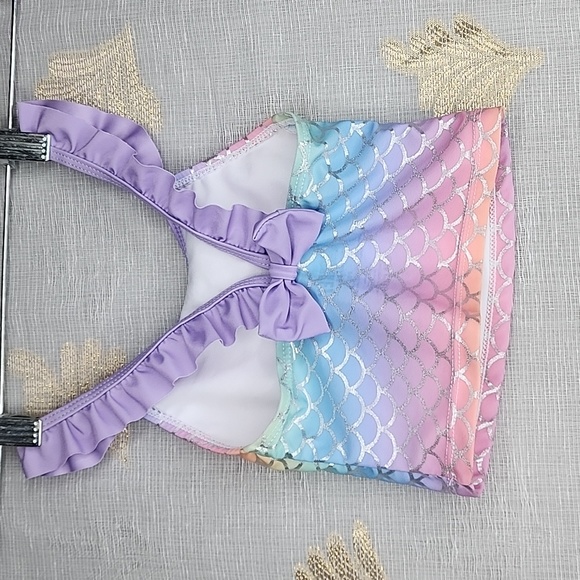 MONKEY BARS Tankini top. Mermaid/Rainbow Pastels. Size: 2/3Y (2T-3T) - Picture 3 of 7